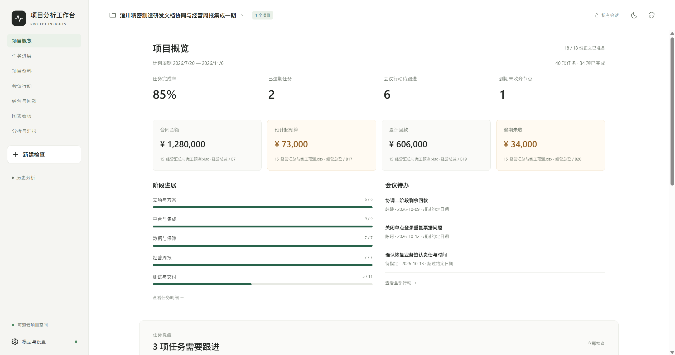 AI项目管理分析工作台项目概览